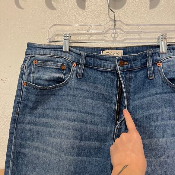 Madewell High Rise Slim Cropped Raw Hem The Boyjean Dark Wash Jeans 32 - Picture 6 of 10